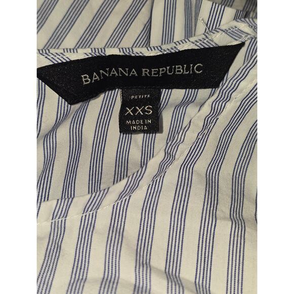 Banana Republic Poplin Striped Blouse in Navy & White Petite Size XXS - Picture 4 of 5
